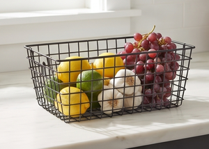 Panier de rangement rectangulaire en fil métallique premium avec poignées, noir thermolaqué, simple, polyvalent, pour organisation et rangement - Product Image 6
