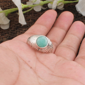 Bague en Amazonite Naturelle, Argent Sterling 925, Pierre Précieuse Amazonite Russe, Bague pour Femme, Bijoux Faits Main, Fabricant Grossiste - Product Image 4
