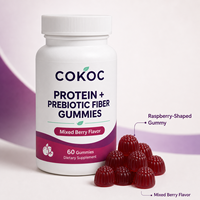 Gomitas de Fibra Prebiótica con Proteína COKOC, Sabor a Bayas Mixtas, Forma de Frambuesa, Suplemento Dietético para Adultos, OEM, ODM, Marca Privada