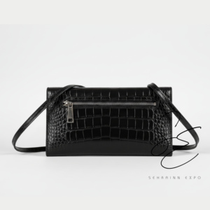 Bolso de Hombro Cruzado de Cuero Genuino con Grabado de Cocodrilo, Estilo Western, con Cierre a Presión, Negro, para Mujer, Tipo Sobre, Premium - Product Image 5
