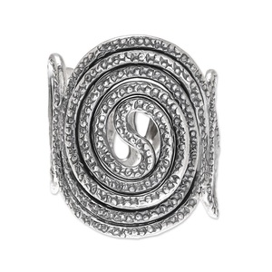 Anillo de cóctel con patrón en espiral de plata de ley 925 hecho a mano, regalo de joyería de moda unisex - Product Image 5