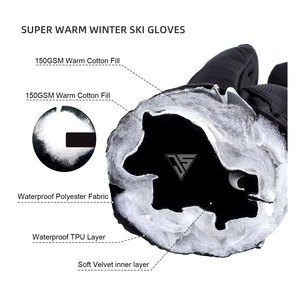 Gants d'hiver personnalisés, compatibles écran tactile, chauds pour le froid, pour le snowboard et le ski, en tissu imperméable, simili cuir, impression silicone - Product Image 6