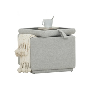 Pouf de rangement carré haut de gamme avec espace de rangement dissimulé et repose-pieds pour la maison, l'appartement et le salon - Product Image 4