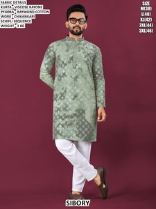 Kurta pour homme Regal Noir, style traditionnel, longueur au sol, coupe classique, séchage rapide - Product Image 4