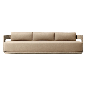 Scandinavian Style Outdoor <b>Sofa</b> Solid Teak <b>Wood</b> <b>Frame</b> Contemporary Lounge Seating Waterproof Cushion for Patio Hotel Villa - Product Image 1