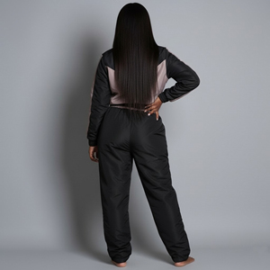 Wholesale 100% Cotton Women's Winter Tracksuit Custom Screen Printed logo Solid <b>Lace</b> Fleece 2 Tone Streetwear Comfortable - Product Image 6