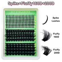 Extensions de cils DIY 5D volumineuses et épaisses, bouclées et tendance, longueurs mixtes 10-16mm, cils segmentés effet duveteux