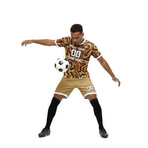 Tenues de football unisexes personnalisées, respirantes, 100% polyester mélangé, manches courtes, nom d'équipe personnalisé, vêtements d'entraînement - Product Image 2