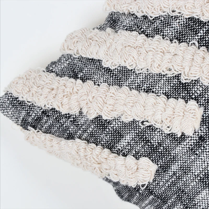 Hand Tufted Texture Boho Black and Ivory Cushion Cover Handmade <b>Decorative</b> <b>Pillow</b> Case for Sofa Bedroom Living Room Home Decor - Product Image 1