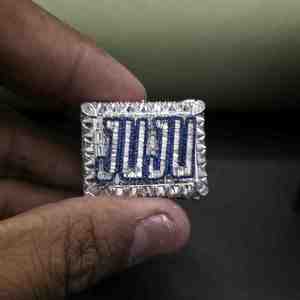 Anillo de Diamantes Moissanite Azul JUJU Personalizado con Incrustaciones de Diamantes en Oro Sólido de 14 Quilates, Joyería Hip Hop, Regalo para Él - Product Image 6