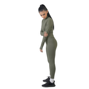 Leggings de sport et yoga pour femmes de haute qualité, taille haute, compression, tissu extensible, vêtements de sport avec logo personnalisé - Product Image 3