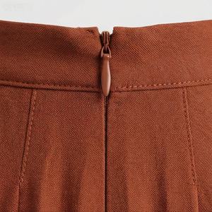 Women's Elegant High Waist Pleated <b>A</b>-<b>Line</b> <b>Knee</b>-<b>Length</b> Polyester <b>Skirt</b> Solid Color Spring/Fall - Product Image 3