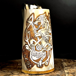 Tasses en corne naturelle artisanales, écologiques, pour champagne et bière, avec logo personnalisé imprimé, de haute qualité, style animalier - Product Image 3