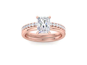Radiant Cut Lab Grown Diamond Engagement <b>Ring</b> <b>Set</b> Pave Diamond Band Bridal <b>Ring</b> <b>Set</b> <b>Gold</b> Diamond Wedding <b>Ring</b> <b>Set</b> - Product Image 4