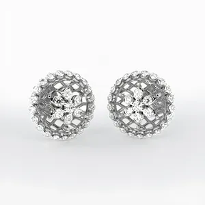 Boucles d'oreilles classiques en or blanc avec diamants ronds brillants, bijoux de mariage pour femmes, diamant naturel certifié IGI couleur D - Product Image 3