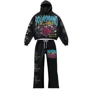 เสื้อฮู้ดดี้ทรงหลวมแบบหนา กางเกงขายาว สตรีทแวร์สั่งทำพิเศษ ลายกราฟิกฟอกสี ซันเฟด ผ้าฝ้าย ปักลาย สำหรับฤดูใบไม้ร่วง - Product Image 3