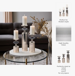 Stainless Steel Cylinder Candle Stand Home Decoration Durable <b>Black</b> Base Modern Design - Product Image 4