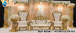 Maharaja Style Wedding <b>Sofa</b> Set With Chairs Dreamlike Modern White <b>Gold</b> King & Queen Loveseat <b>Sofa</b> Reasonable Price Australia - Product Image 4