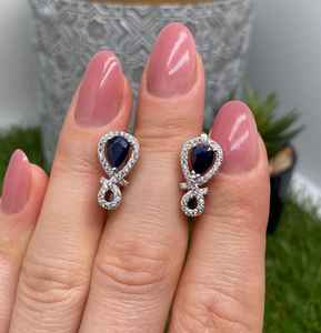 Boucles d'oreilles en saphir bleu naturel, argent sterling 925, faites à la main, certifiées IGI, luxe, cadeau pour femme, mariage, fête, vente en gros - Product Image 5