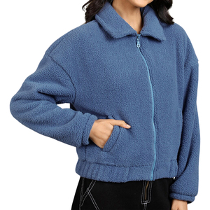 Chaqueta de Invierno 2027 Personalizada con Parches, de Alta Calidad, Gruesa, Cálida, de Forro Polar Sherpa, con Cierre, para Mujer, Casual, Resistente al Viento - Product Image 4