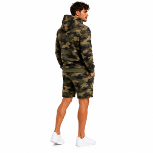 Ensemble de survêtement décontracté pour homme, imprimé camouflage, respirant, avec short et sweat à capuche, en polaire, style streetwear, tenue de sport assortie, jogger - Product Image 5