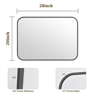 Specchio da Bagno Rettangolare a LED Illuminato 20x28 Pollici con Funzione Antiappannamento, Nero - Product Image 5