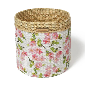 Panier en jonc de mer peint avec des motifs floraux, panier de rangement fait main, vente en gros, écologique, fabriqué au Vietnam - Product Image 1
