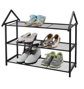 Three Tier Metal Shoe Rack Storage Organizer with Handbag <b>Shelf</b> Space Saving Shoe Stand for Entryway Bedroom Living Room - Product Image 4