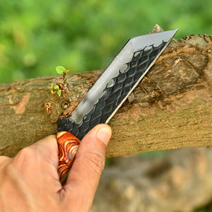 Couteau Tanto à lame fixe fait main sur mesure, acier carbone pleine tige, manche en bois Pakka, longueur totale 9 pouces, couteau de chasse et d'extérieur - Product Image 4