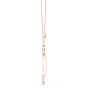 Collier pendentif moderne en or rose 18 carats avec diamant de laboratoire et diamants sertis en clos dans l'or rose - Product Image 3