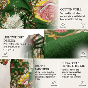 Bata Kimono de Algodón Botánico Ecológico |   Bata de Spa para Mujer con Cuello en V, Manga Larga y Bolsillos |   Obra Maestra Sostenible con Cordón Ajustable - Product Image 4