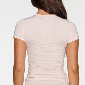2026 New <b>Summer</b> Fashion Women's Short Sleeve T-Shirt Custom Size 100% Cotton Material Digital Printing Hole <b>Decoration</b> - Product Image 2