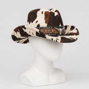 Sombrero de Vaquero de Cuero con Estampado de Vaca, Unisex, para Adultos, Estilo Casual para las Cuatro Estaciones, Bordado a Mano, AMS SPORTS INTL, 56-58 cm - Product Image 1