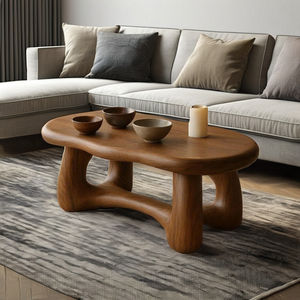 เฟอร์นิเจอร์ในบ้านโต๊ะกาแฟรูปปั้นไม้ขอบสดโต๊ะกลางทำจากไม้ธรรมชาติทำด้วยมือของตกแต่งบ้าน - Product Image 4