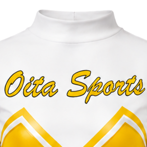Maillot de cheerleading sublimé jaune vif et blanc à manches longues – Tenue de sport d'équipe pour entraînement, performance et compétition - Product Image 3