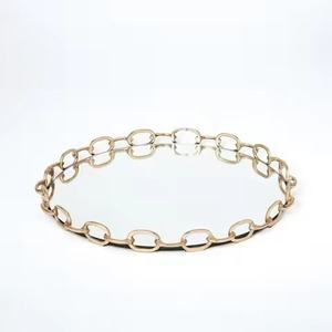 Plateau à chocolat en métal contemporain, plateau de service en acier inoxydable pour bonbons, assiette à dessert, décoration de table - Product Image 3