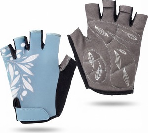 <b>Half</b> Finger Cycling Gloves Floral Pattern Purple Gray PU Breathable Lightweight Non <b>Slip</b> Hook Loop Closure Unisex Racing - Product Image 2