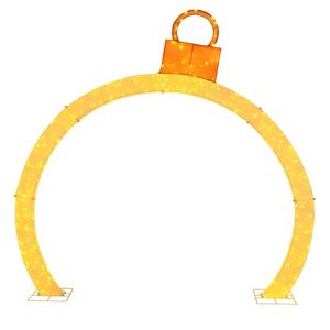 Arco natalizio preilluminato di 3,2 metri con decorazioni dorate e 300 luci LED bianco caldo - Product Image 1