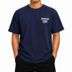 เสื้อยืดโอเวอร์ไซส์สตรีทแวร์คอกลมแขนสั้นพิมพ์ลายโลโก้ด้านหน้าสำหรับผู้ชาย ผ้าถักนุ่มพิเศษ 100% ผ้าฝ้าย - Product Image 1
