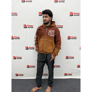 Sweat à capuche personnalisé effet délavé pour homme, 100% coton épais, coupe oversize, délavé à l'acide avec strass, collection hiver - Product Image 2