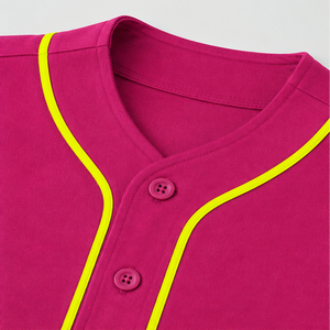 Camiseta de Béisbol Rosa Personalizada con Ribete Amarillo, Nombre Personalizado en la Espalda, Diseño Unisex para Adultos, Ropa Deportiva de Secado Rápido - Product Image 3