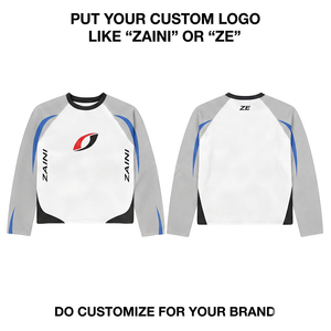 380 GSM Premium Cotton Polyester Fleece <b>Sweatshirt</b> White <b>Grey</b> Blue Panel Custom Logo OEM ODM Print - Product Image 1