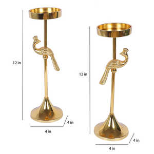 Handcrafted Gold Plated Aluminum <b>Tea</b> <b>Light</b> <b>Holder</b> Peacock Design Heat Resistant Tabletop Home Wedding Christmas Decoration - Product Image 5