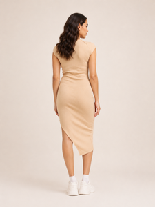 Robe midi asymétrique sans manches en tissu uni, coupe décontractée, toutes saisons, Boohoo - Product Image 2