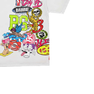 Camiseta Blanca de Manga Corta Extra Grande para Hombre con Estampado de Dibujos Animados, Estilo Urbano, Cuello Redondo, Tela Jersey - Product Image 4