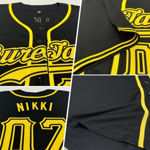 Anti-Bacterial Top Quality OMMiZ men Custom Black Gold Authentic <b>Baseball</b> Jersey (25) - Product Image 5