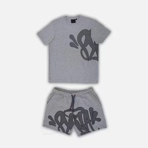 Ensemble court 2 pièces pour homme, été, t-shirt et short, respirant, 100% coton, style streetwear, imprimé en sérigraphie - Product Image 6