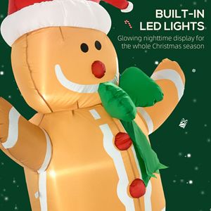 Omino di Pan di Zenzero Gonfiabile Illuminato a LED da 1,8 m per Decorazioni Natalizie da Esterno - Product Image 4