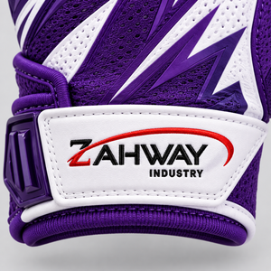 Nouveaux gants de sport à doigts entiers, imprimé violet et blanc, antidérapants, respirants, avec sangle de poignet réglable, unisexes, pour le football américain - Product Image 6