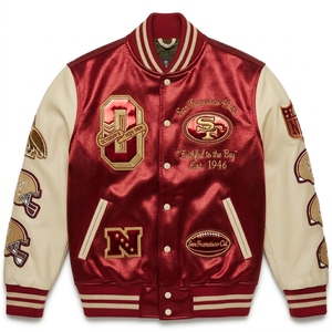 Chaqueta de Lona Estilo Letterman Unisex Personalizada al por Mayor, Chaqueta Deportiva Informal de Béisbol, Transpirable y Ecológica, 100% Algodón - Product Image 1